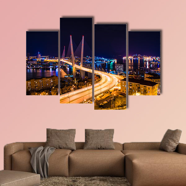 View the city at night, the bridge across the Bay at night wall art