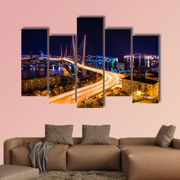 View the city at night, the bridge across the Bay at night wall art