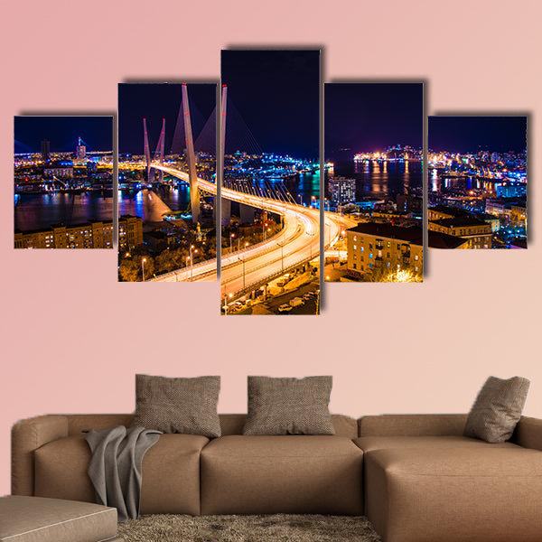 View the city at night, the bridge across the Bay at night wall art