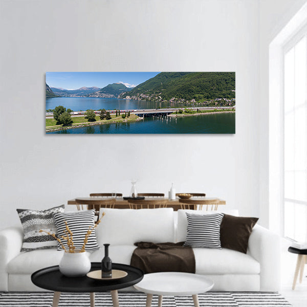 Melide Dam from the top panoramic canvas wall art