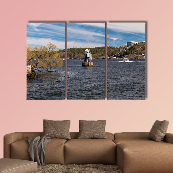 Lighthouse on Lake Malaren, Sweden multi panel canvas wall art