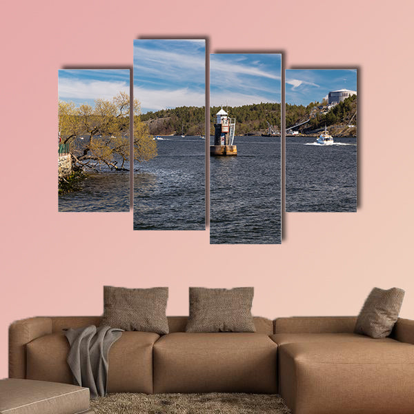 Lighthouse on Lake Malaren, Sweden multi panel canvas wall art