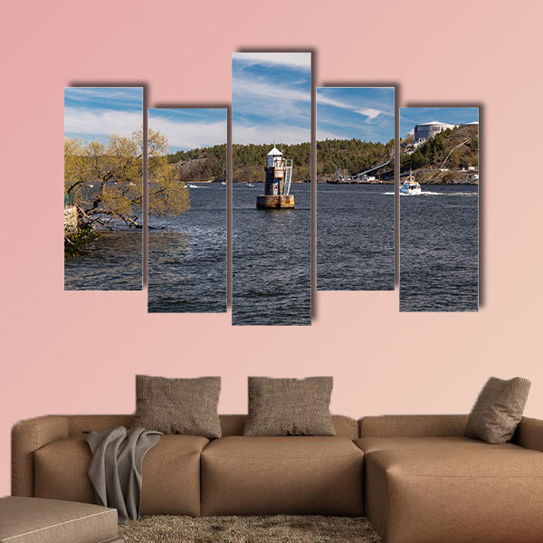 Lighthouse on Lake Malaren, Sweden multi panel canvas wall art