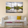 Church reflected on water pond in Churchill Park in Copenhagen a summer near sunset Multi Panel Canvas Wall Art