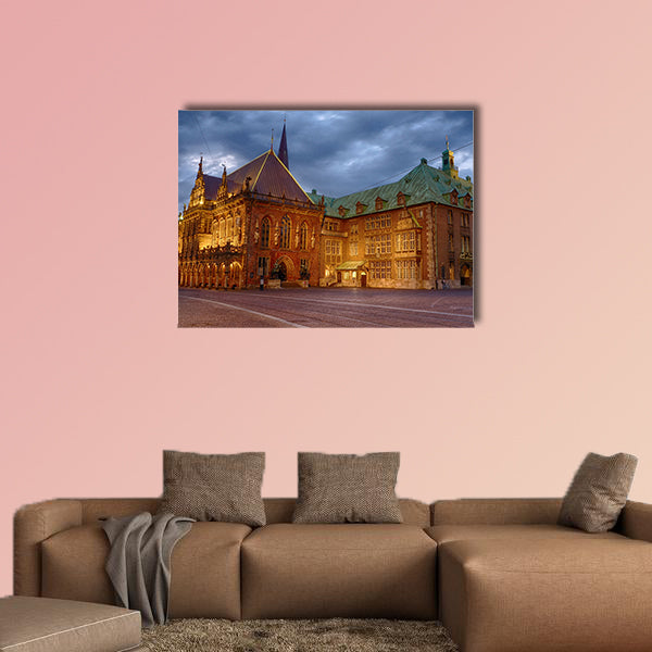 The historical city hall of Bremen in Germany multi panel canvas wall art