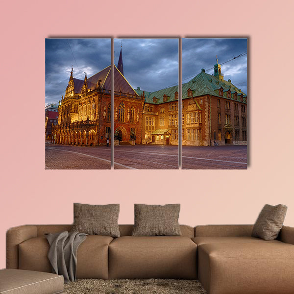 The historical city hall of Bremen in Germany multi panel canvas wall art