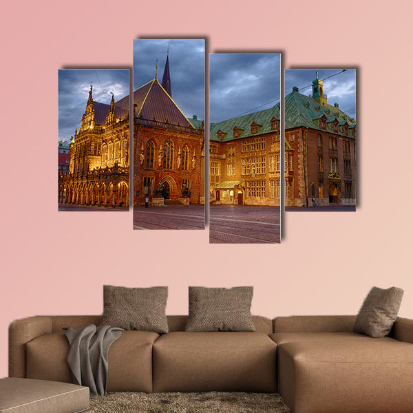 The historical city hall of Bremen in Germany multi panel canvas wall art