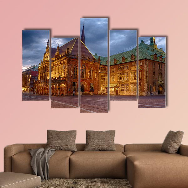 The historical city hall of Bremen in Germany multi panel canvas wall art
