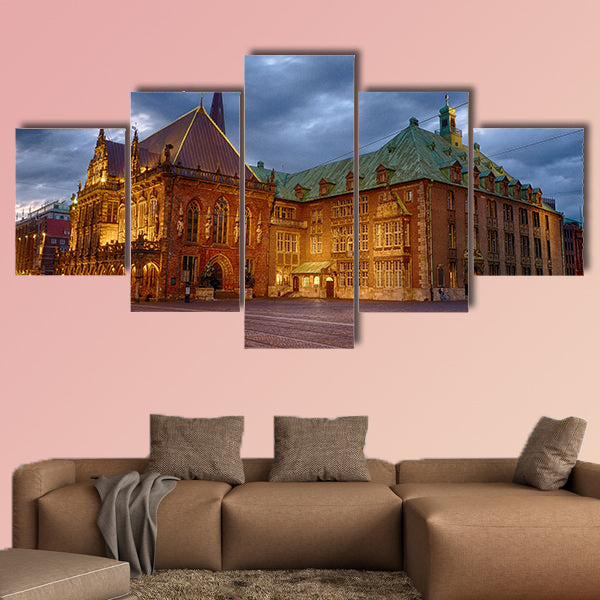 The historical city hall of Bremen in Germany multi panel canvas wall art
