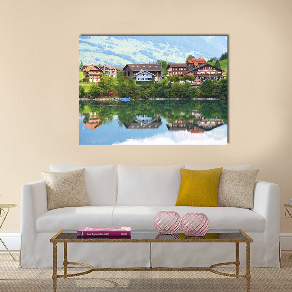 Lungerer lake, Switzerland multi panel canvas wall art