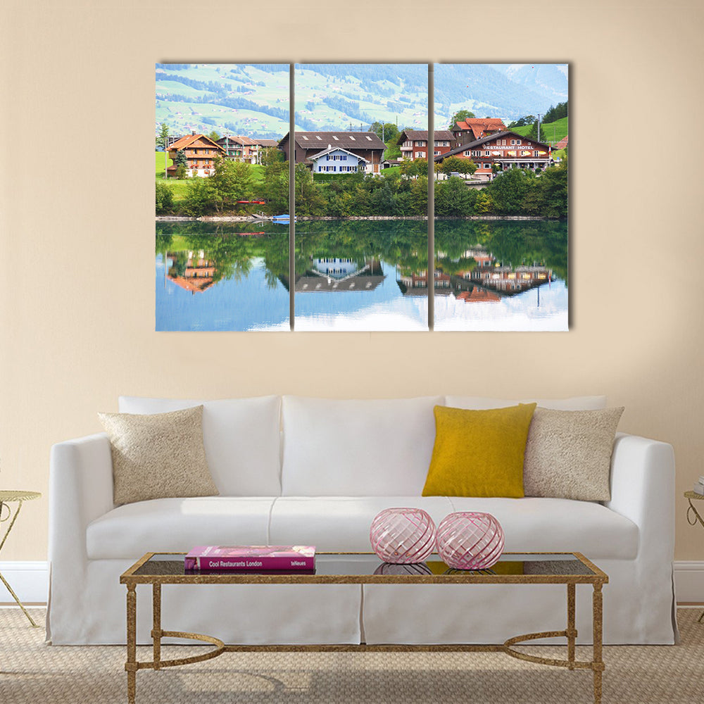 Lungerer lake, Switzerland multi panel canvas wall art
