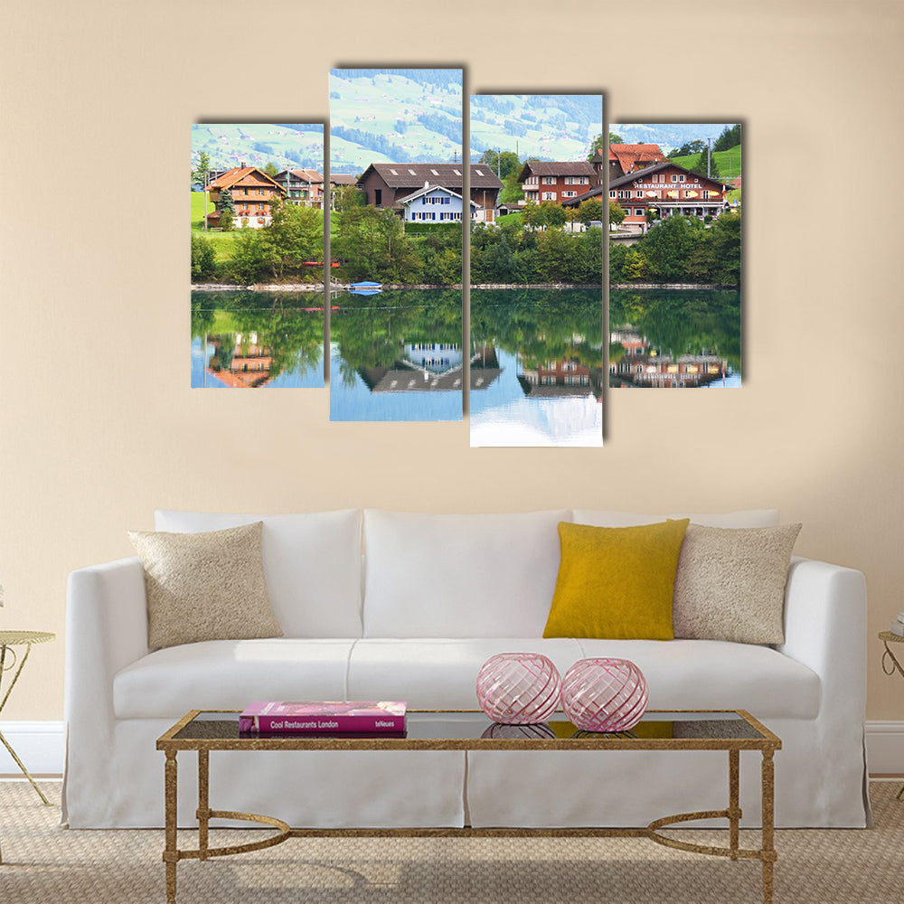 Lungerer lake, Switzerland multi panel canvas wall art