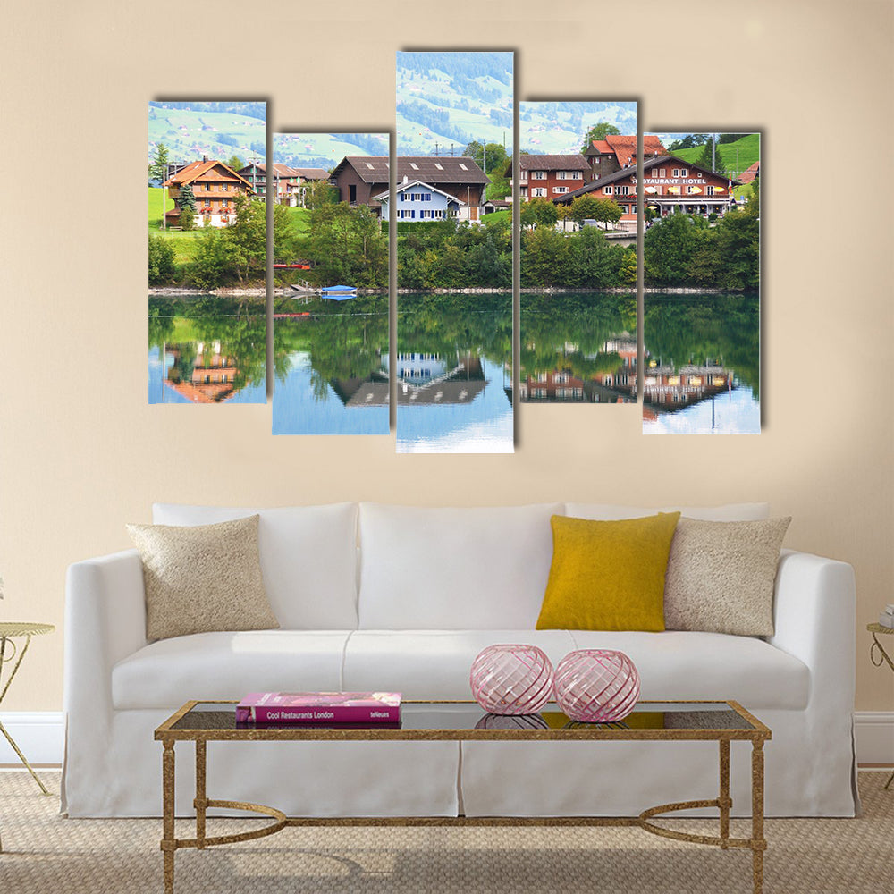 Lungerer lake, Switzerland multi panel canvas wall art