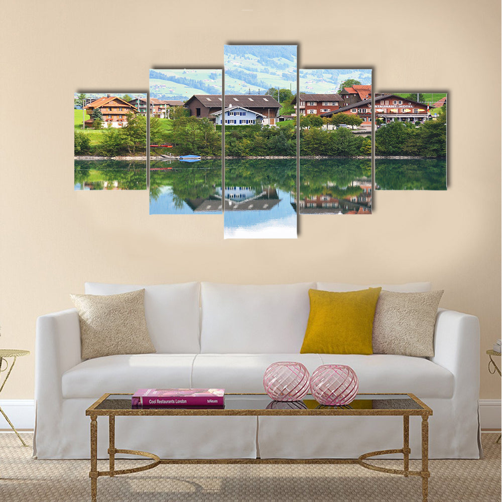 Lungerer lake, Switzerland multi panel canvas wall art