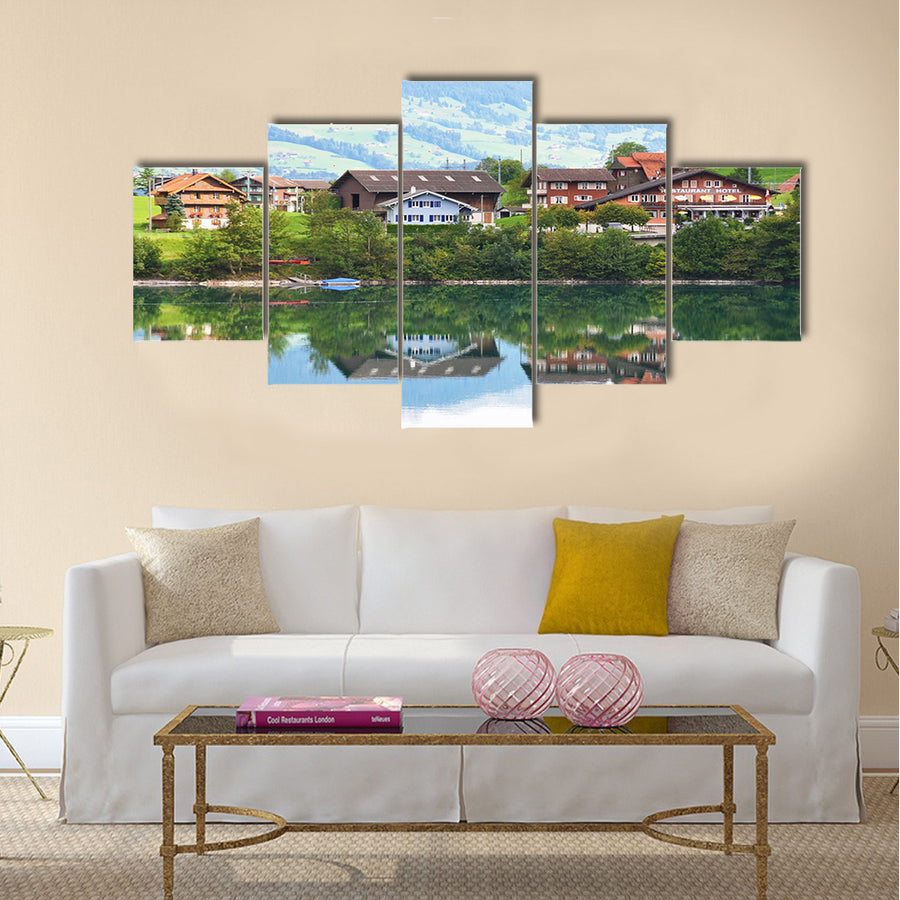 Lungerer lake, Switzerland multi panel canvas wall art