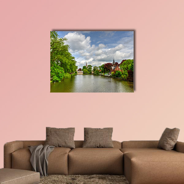 Minnewater Park and Minnewater Lake in the old city of Bruges, canvas wall art