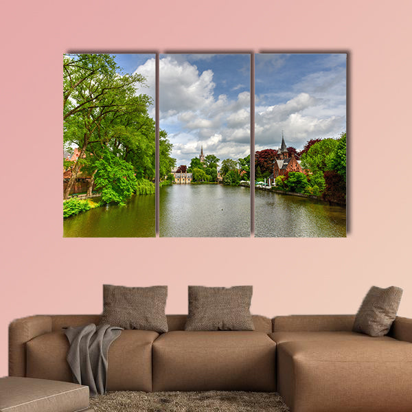 Minnewater Park and Minnewater Lake in the old city of Bruges, canvas wall art