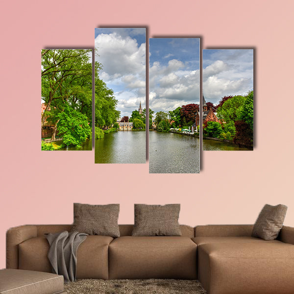 Minnewater Park and Minnewater Lake in the old city of Bruges, canvas wall art