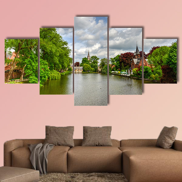 Minnewater Park and Minnewater Lake in the old city of Bruges, canvas wall art