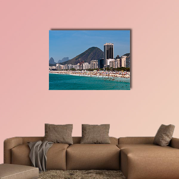 View of Copacabana Beach and Mountains in the Horizon, Rio de Janeiro multi panel canvas wall art