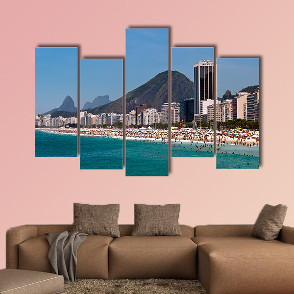 View of Copacabana Beach and Mountains in the Horizon, Rio de Janeiro multi panel canvas wall art