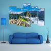 Machu Picchu terraces, Wayna Picchu and surrounding mountains in the background Multi Panel Canvas Wall Art