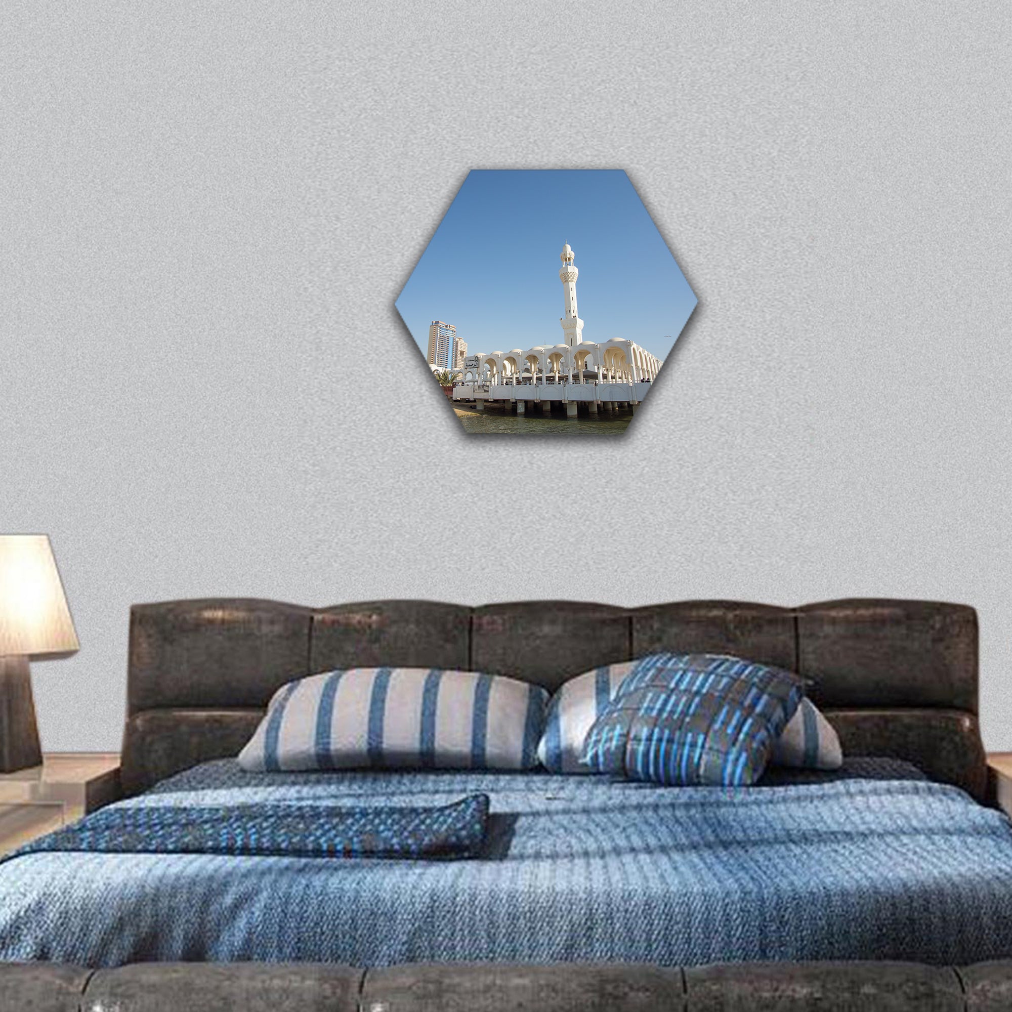 Ar Rahmah Mosque Or Floating Mosque Coast Of Red Sea hexagonal canvas wall art
