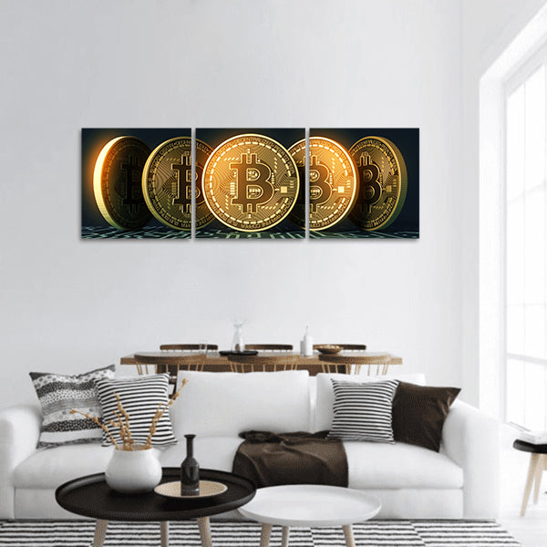 Five Virtual Coins panoramic canvas wall art