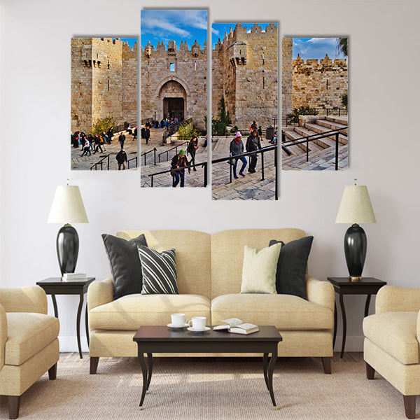 Damascus gate, nord entrance in old part of Jerusalem Multi panel canvas wall art