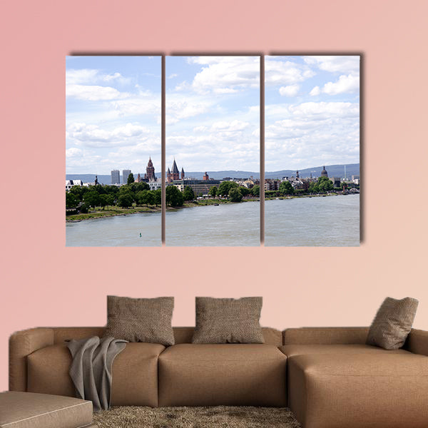 A view over the city of Mainz with its cathedral multi panel canvas wall art