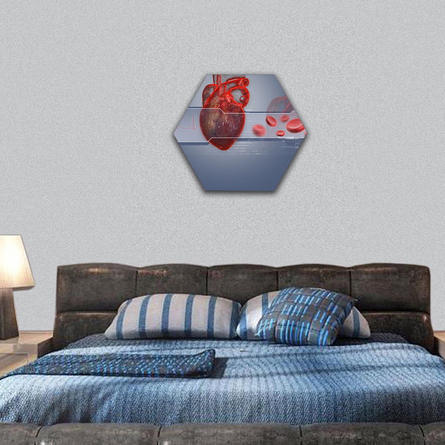 Human heart hexagonal canvas wall art