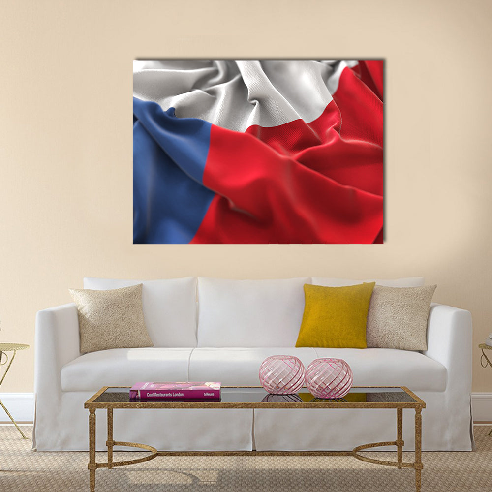 Czech Republic Flag Ruffled Beautifully Waving Multi Panel Canvas Wall Art