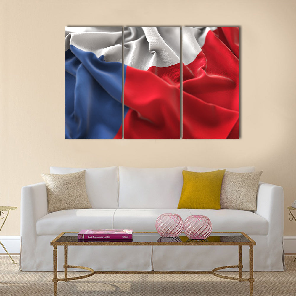 Czech Republic Flag Ruffled Beautifully Waving Multi Panel Canvas Wall Art