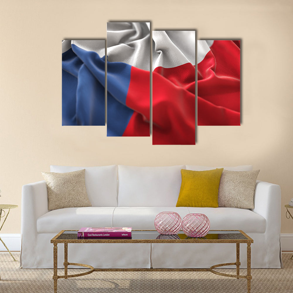 Czech Republic Flag Ruffled Beautifully Waving Multi Panel Canvas Wall Art