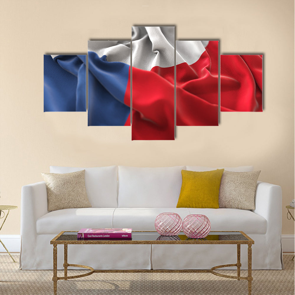 Czech Republic Flag Ruffled Beautifully Waving Multi Panel Canvas Wall Art