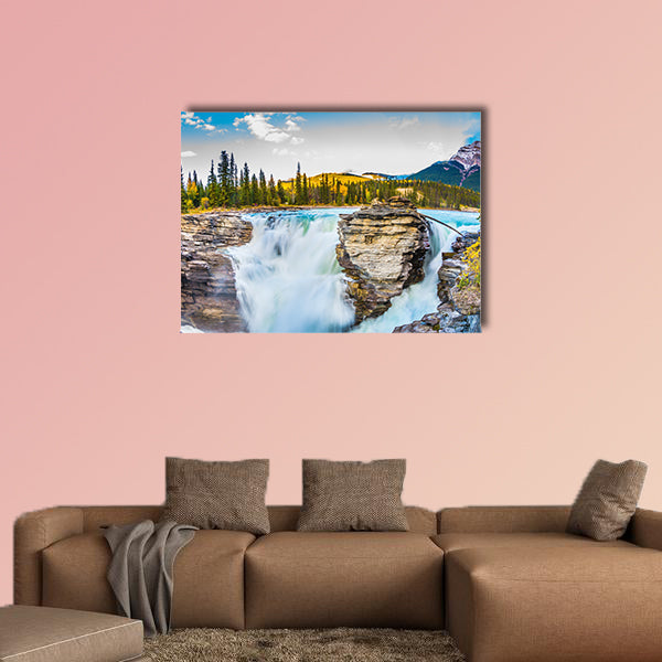 Travel to Jasper Park, Canada. The full-water bubbling waterfall art