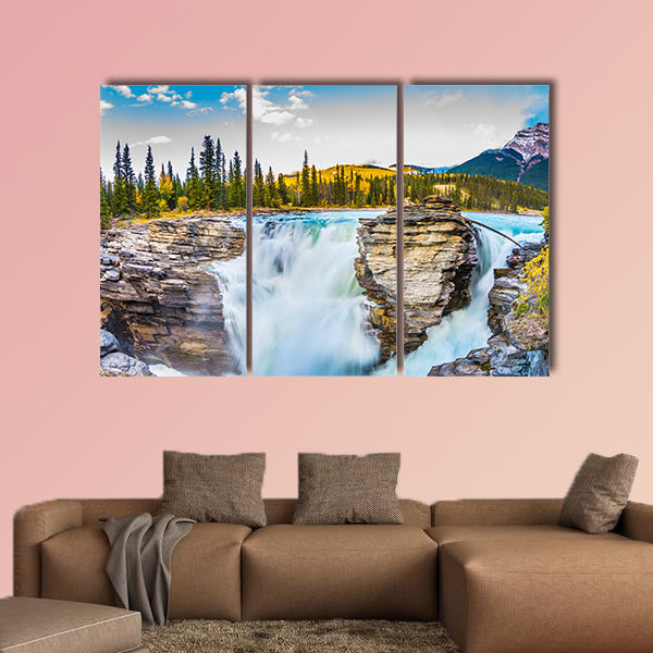 Travel to Jasper Park, Canada. The full-water bubbling waterfall art