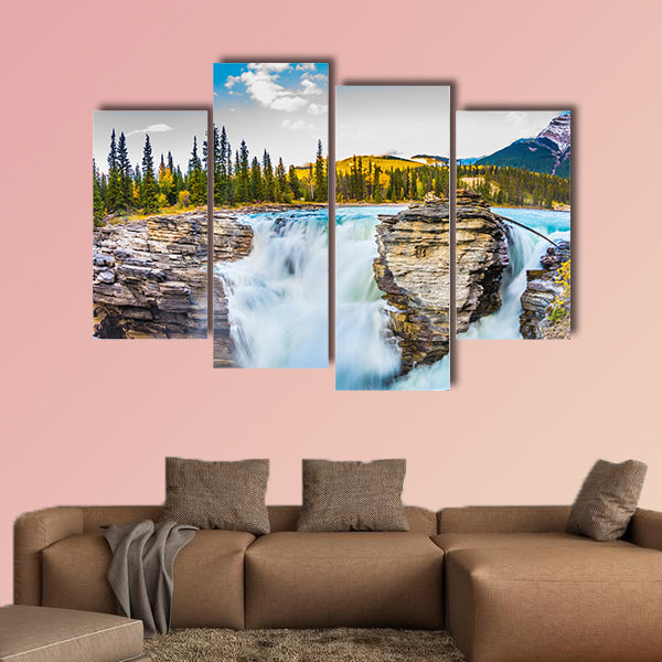 Travel to Jasper Park, Canada. The full-water bubbling waterfall art
