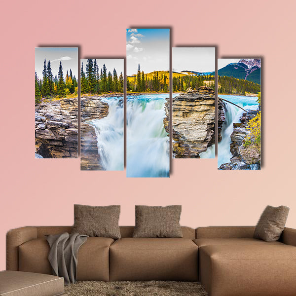 Travel to Jasper Park, Canada. The full-water bubbling waterfall art