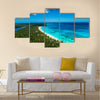 Aerial view of tropical island beach, Dominican Republic Multi Panel Canvas Wall Art