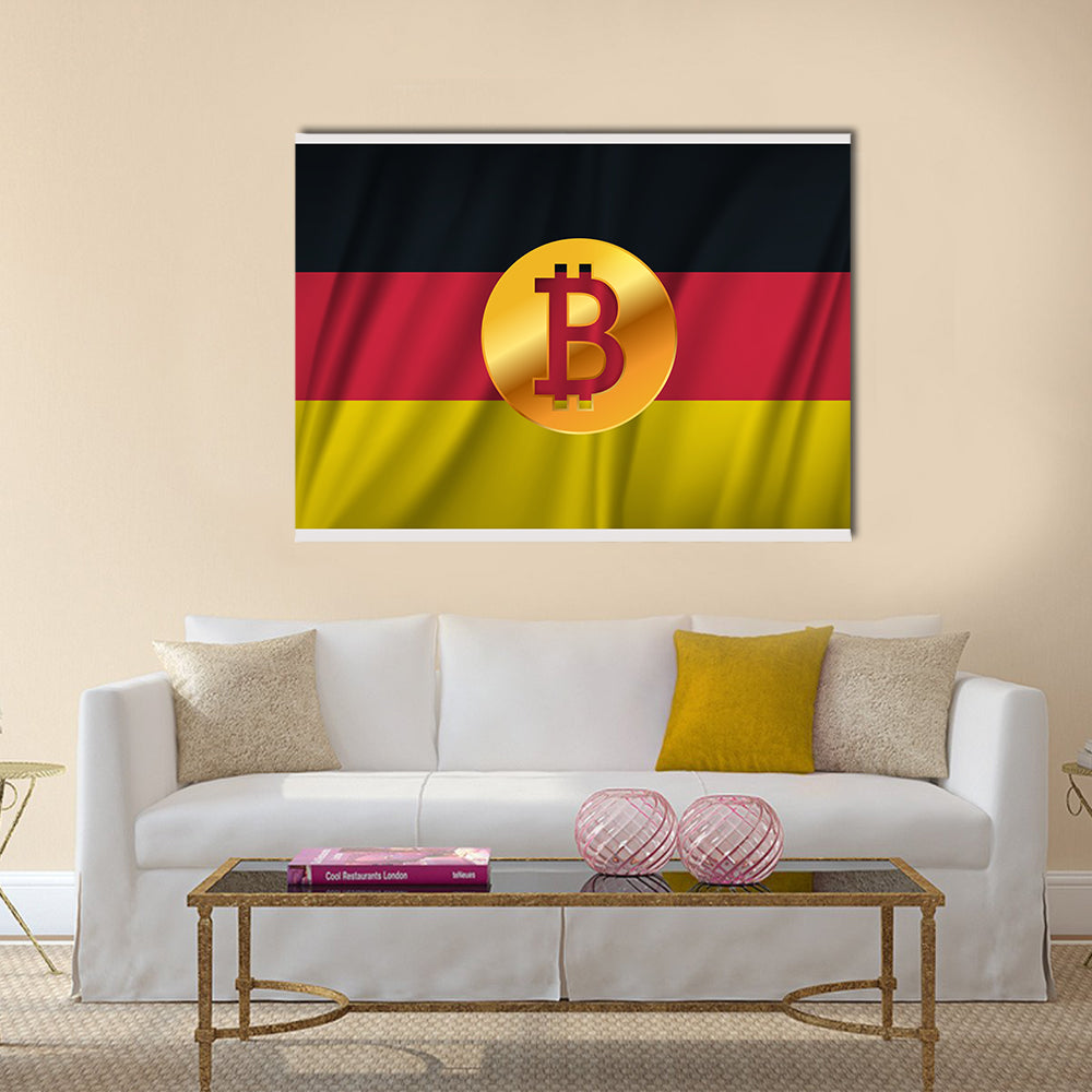 Bitcoin On The National Flag Of Germany Multi Panel Canvas Wall Art