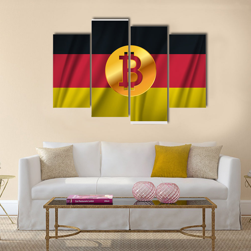 Bitcoin On The National Flag Of Germany Multi Panel Canvas Wall Art