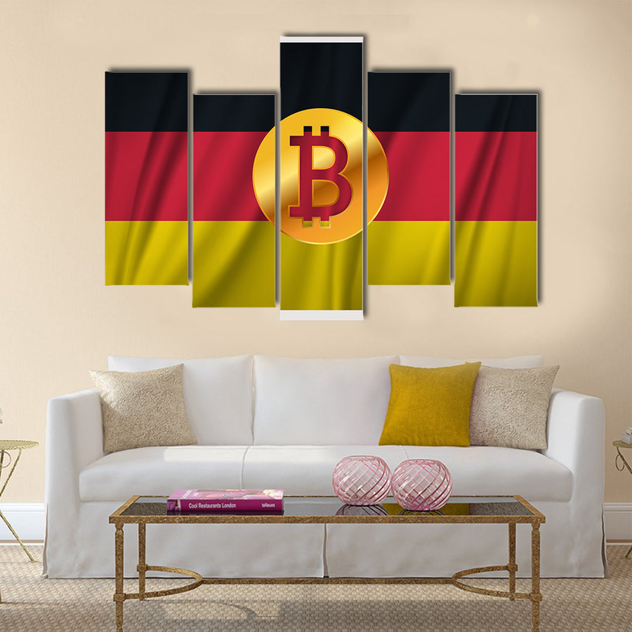 Bitcoin On The National Flag Of Germany Multi Panel Canvas Wall Art