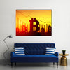 3d illustration of bitcoin with falling charts on background multi panel canvas wall art