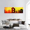 3d illustration of bitcoin with falling charts on background panoramic canvas wall art