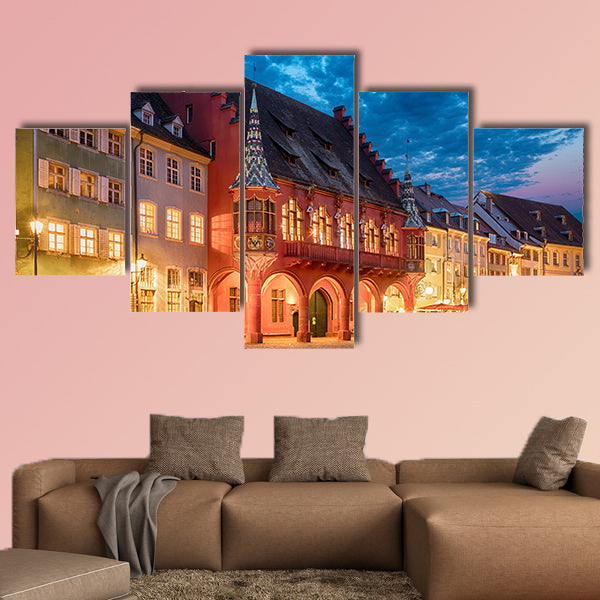 Historical building of Merchants Hall in Germany multi panel canvas wall art