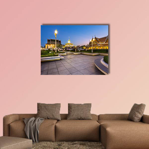 Wat Ratchanadda, Loha Prasat, Thai pavilion temple in Bangkok, wall art