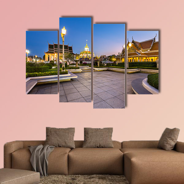 Wat Ratchanadda, Loha Prasat, Thai pavilion temple in Bangkok, wall art