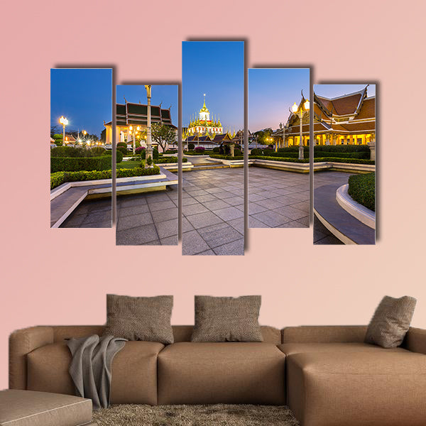 Wat Ratchanadda, Loha Prasat, Thai pavilion temple in Bangkok, wall art