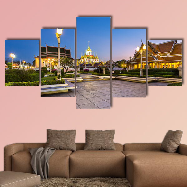 Wat Ratchanadda, Loha Prasat, Thai pavilion temple in Bangkok, wall art